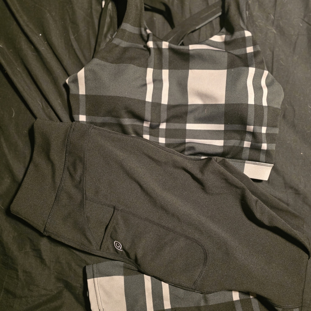 POP Fit Black and Gray Plaid Leggings